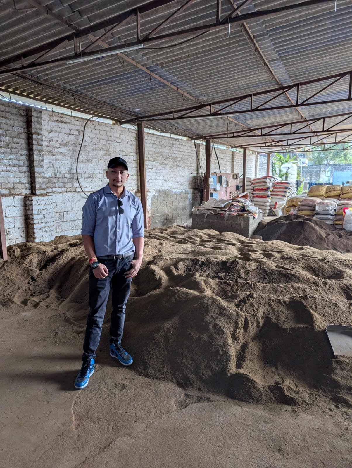 Inside warehouse with fertilizer