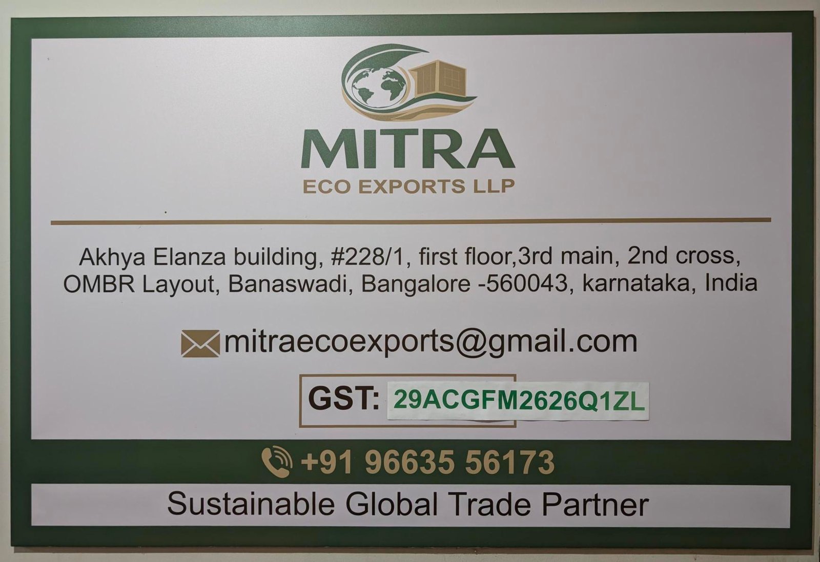 Mitra Eco office signboard